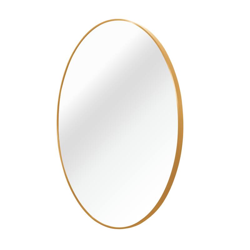 GDFStudio - Rivello Modern Ultra Slim Round Bathroom Vanity Decorative Mirror with Wide Viewing Angle & Metal Frame