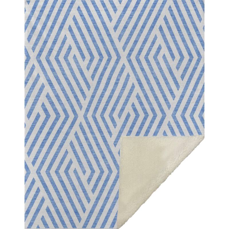 Premium Machine Washable Contemporary Geo Sherpa Throw Blanket