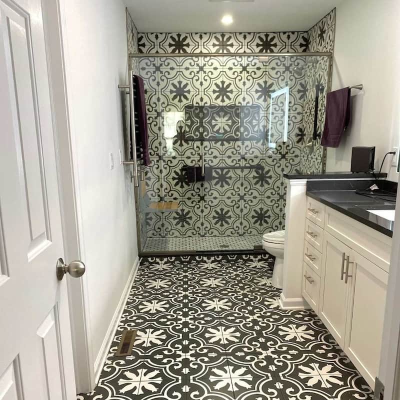 Venice 10x10 Matte Porcelain Encaustic Tile - Floor, Wall & Backsplash - 10 x 10 Sample - Night