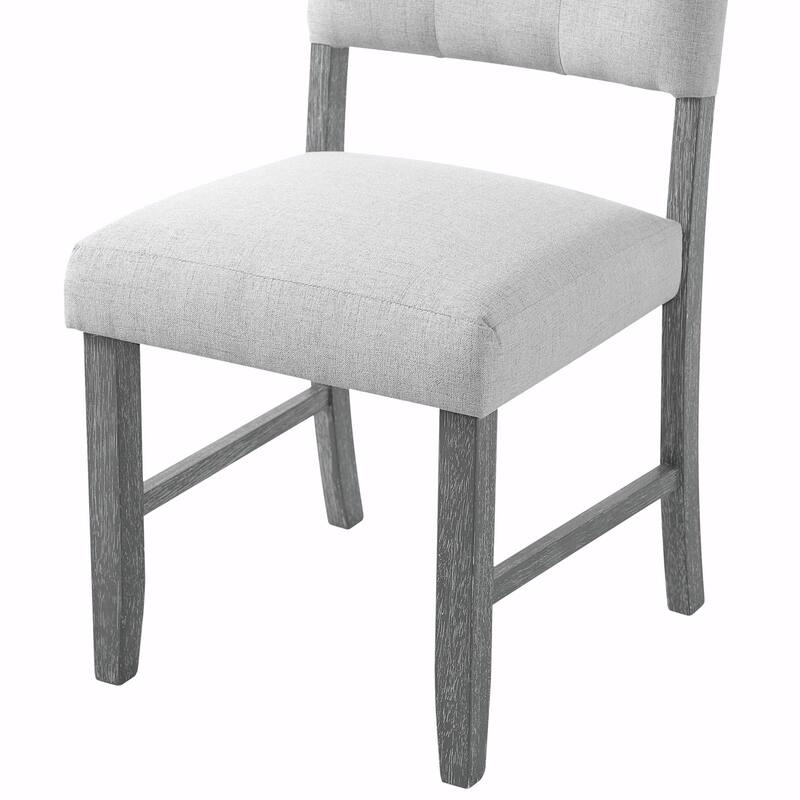Farmhouse Dining Chairs Set of 4 - Upholstered Beige & Gray