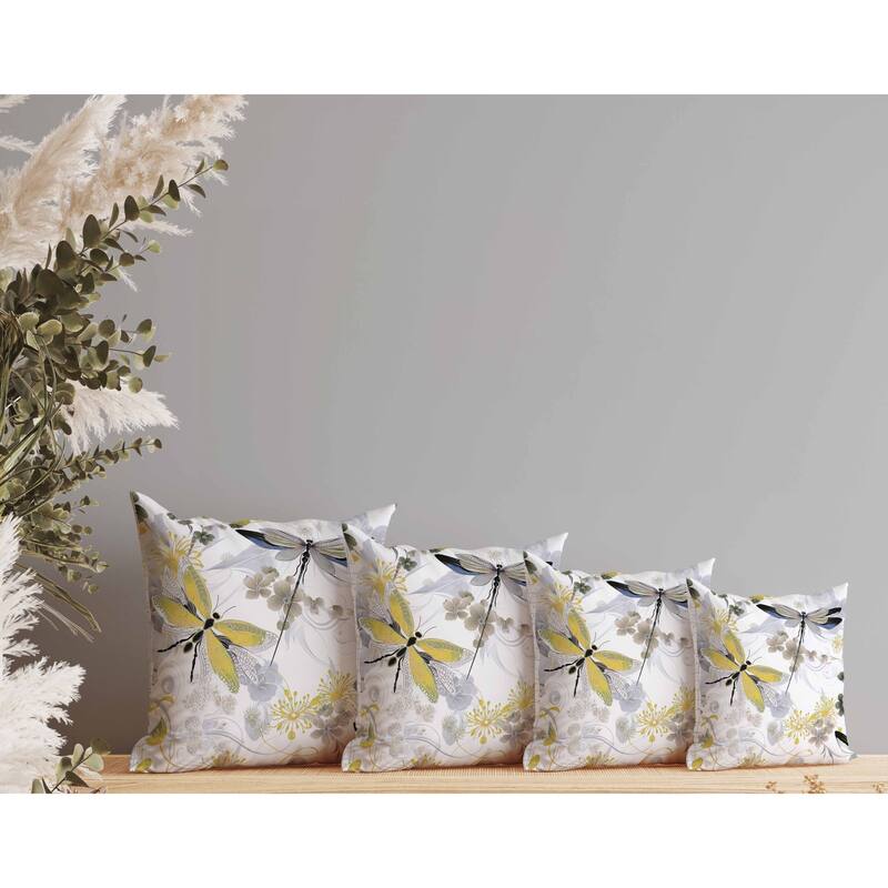 Wings in Motion Faux Suede Reversible Throw Pillow Yellow and Grey