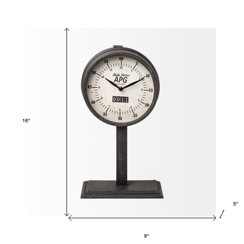 HomeRoots Rectangular Table Clock With Automobile Speedometer Style - 5' X '16' X '9