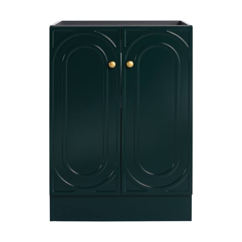 Modern 24 Inch Freestanding Bathroom Vanity Base without Sink, Storage Cabinet with Soft-Close Doors and Adjustable Shelves