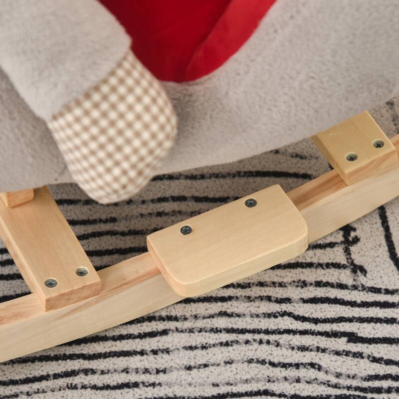 Plush Rocking Horse for Kids with Soothing Lullaby, Soft Fabric, and Safe Wooden Base for Toddler Fun