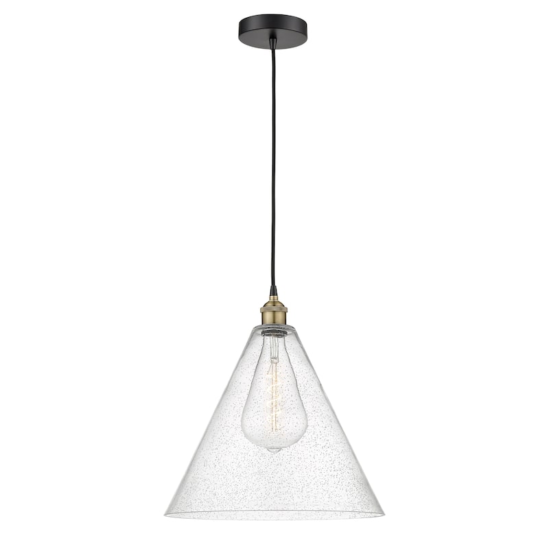 Innovations Lighting Berkshire - 1 Light 16" Cord Hung Mini Pendant - Black Antique Brass/Seedy