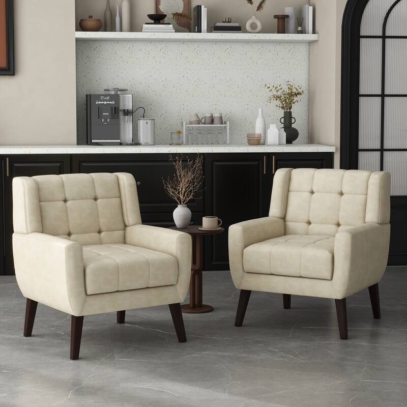 Set of 2 Tufted Upholstered Accent Armchair