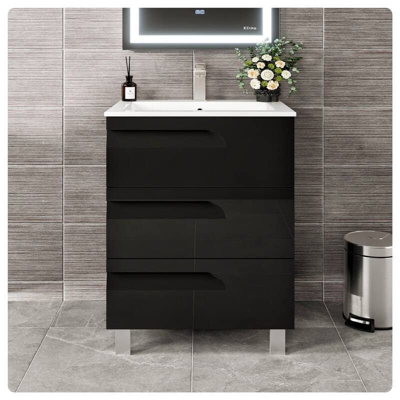 Eviva Joy 28"W Bath Vanity with Porcelain Top & Integrated Sink
