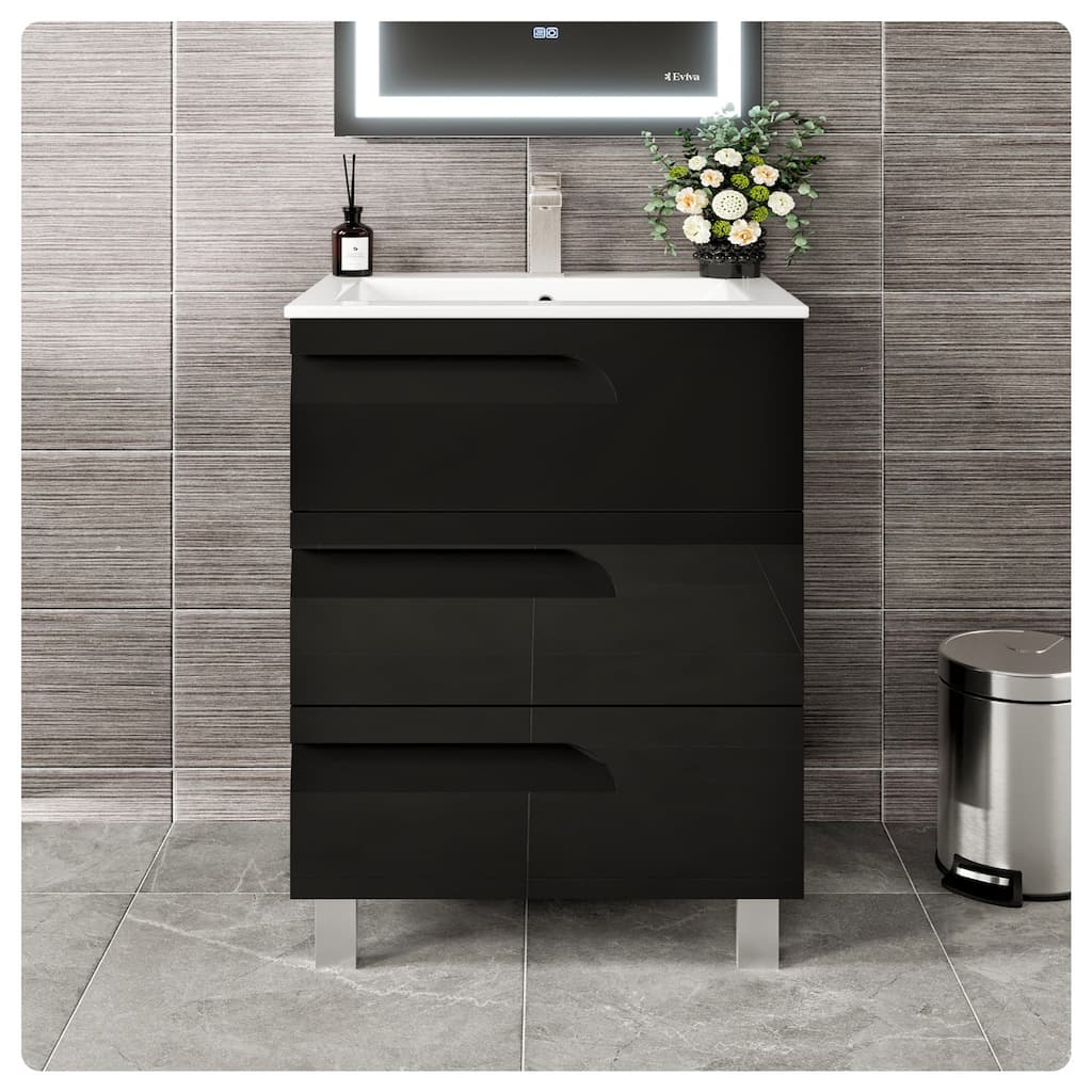 Eviva Joy 28"W Bath Vanity with Porcelain Top & Integrated Sink