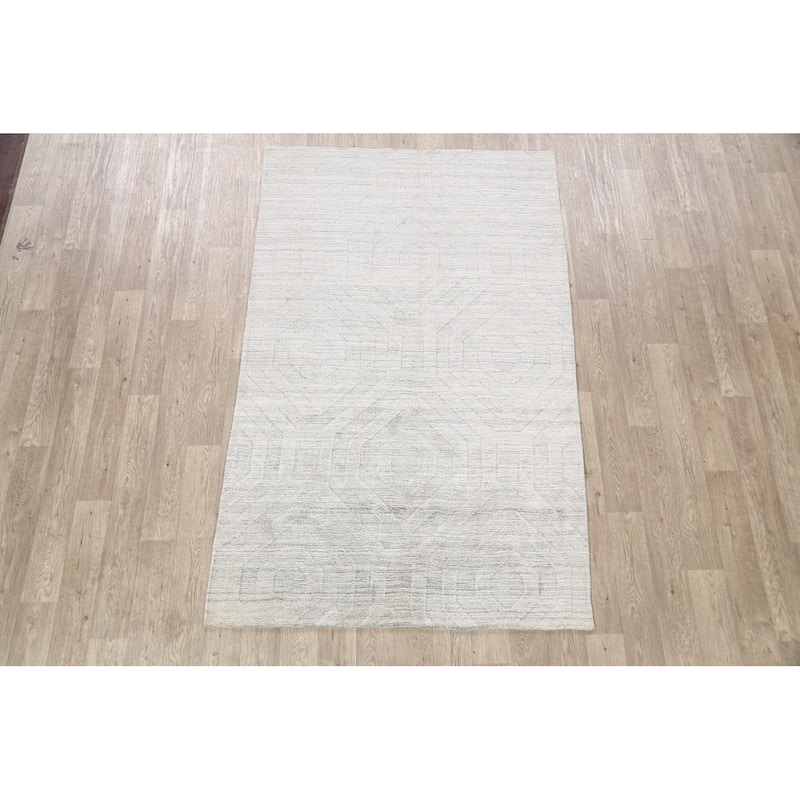 Contemporary Geometric Gabbeh Oriental Area Rug Wool Hand-knotted - 4'10" x 7'8"