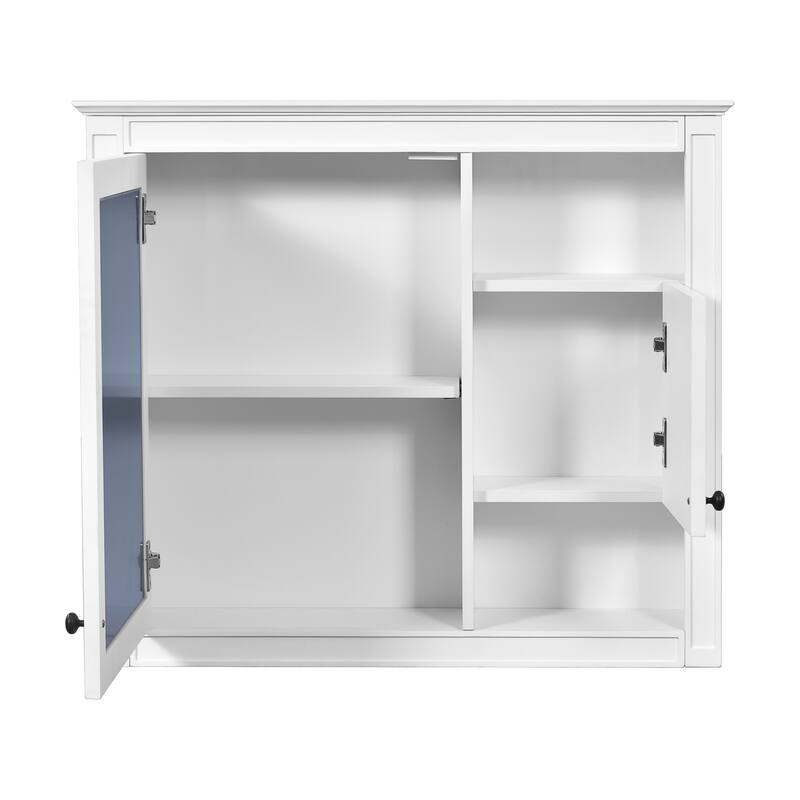 GDFStudio - Wellston Modern Wall-Mounted Bathroom Storage Cabinet with Mirror and Adjustable Shelves - 32"W