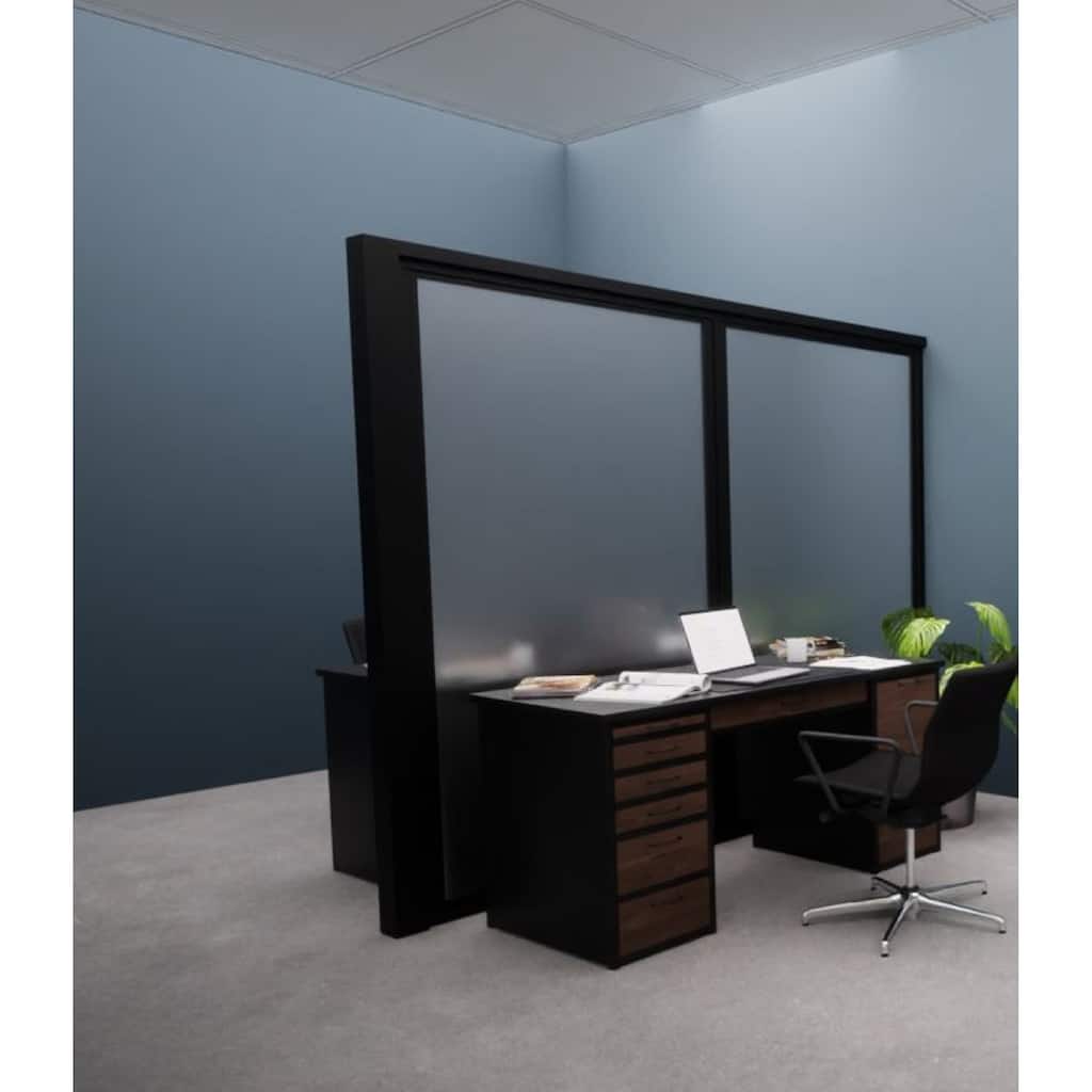 THE SLIDING DOOR COMPANY 2 Stationary Frosted Glass Panels, Office Side Wall Partition Kit