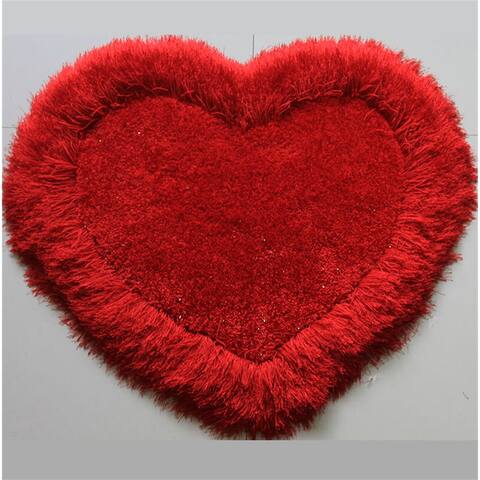 Clihome 28" x 32" Heart Shape Hand Tufted 4-inch Thick Shag Area Rug - 28 in. x 32 in.