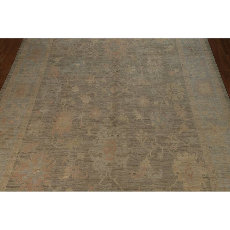 Vegetable Dye Oushak Turkish Large Rug Handmade Wool Carpet - 10'2"x 13'9"
