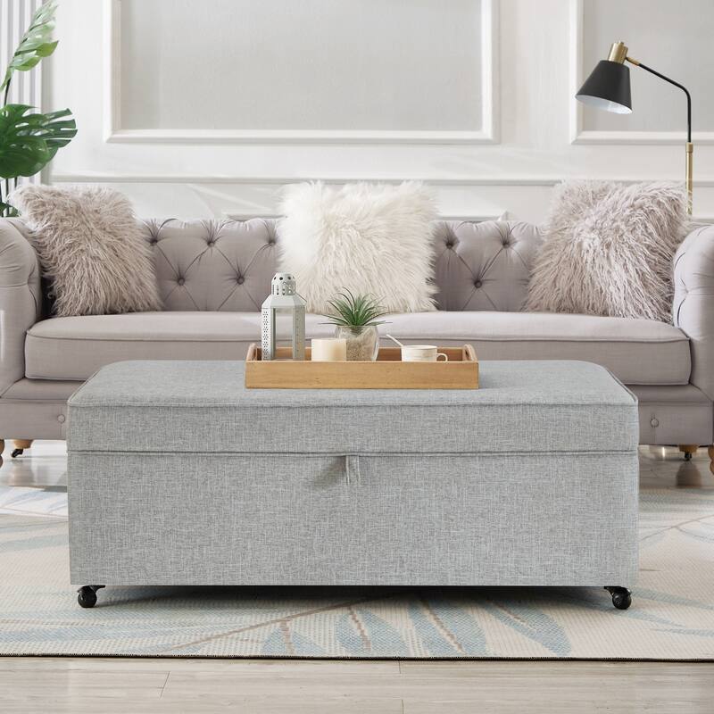 Modern Large Comfort Sofa Ottoman with Storage, Modular Sectional Storage Ottoman With Wheels For Living Room