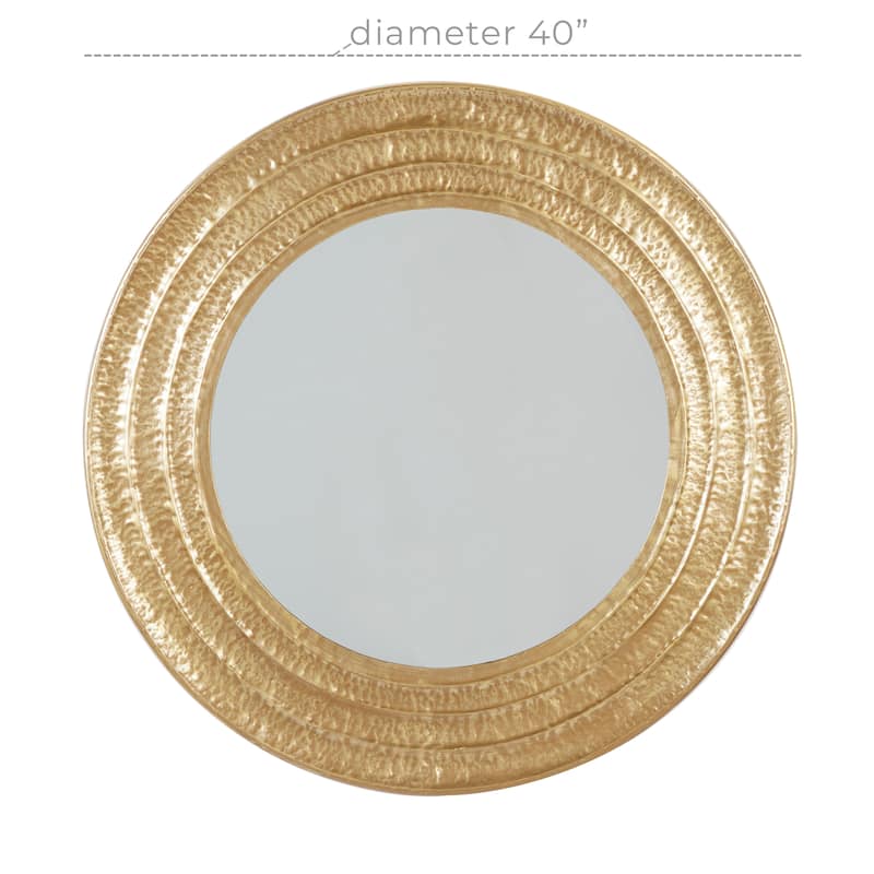 Metal Textured Wall Mirror with Grooves - Gold - Roche River Decor - 1"W x 39"L x 39"H