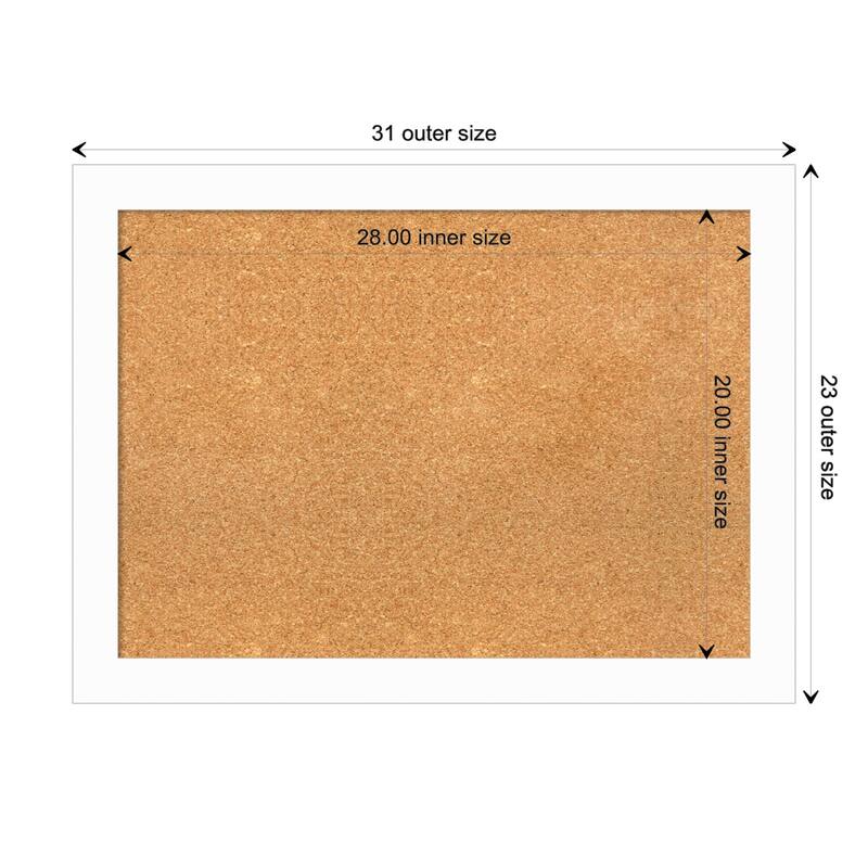 Basic Narrow Wood Framed Natural Corkboard Bulletin Board - Basic White Narrow - Board Size 28x20