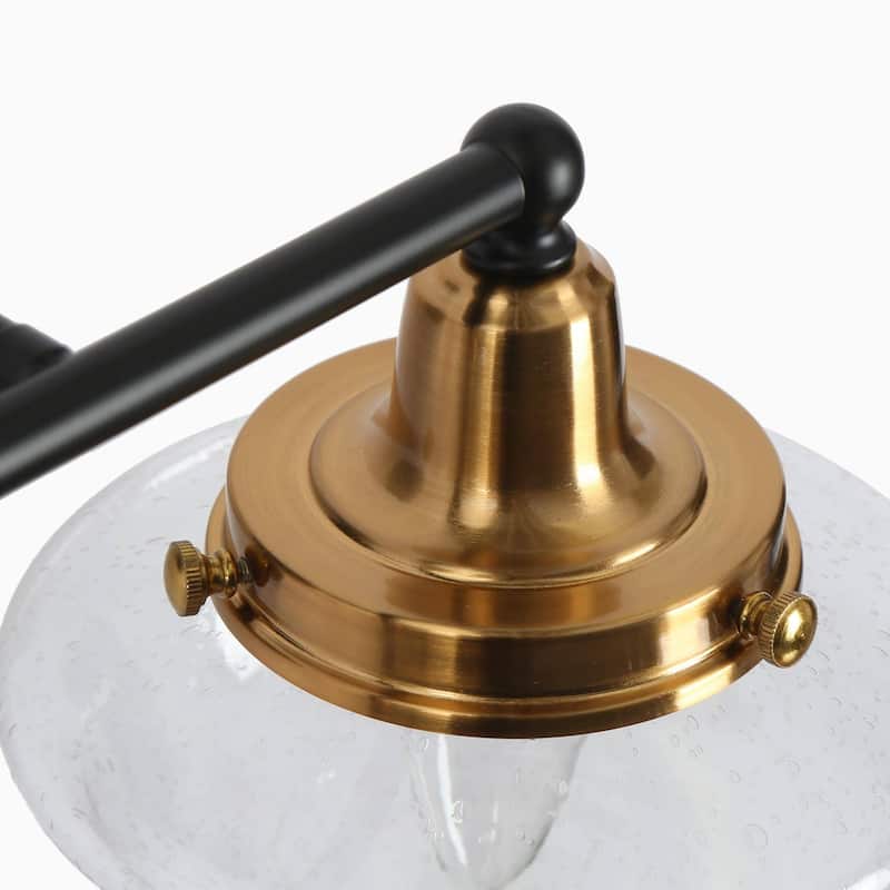 1/2/4-Light Modern Black Gold Bathroom Vanity Light Schoolhouse Glass Wall Sconce