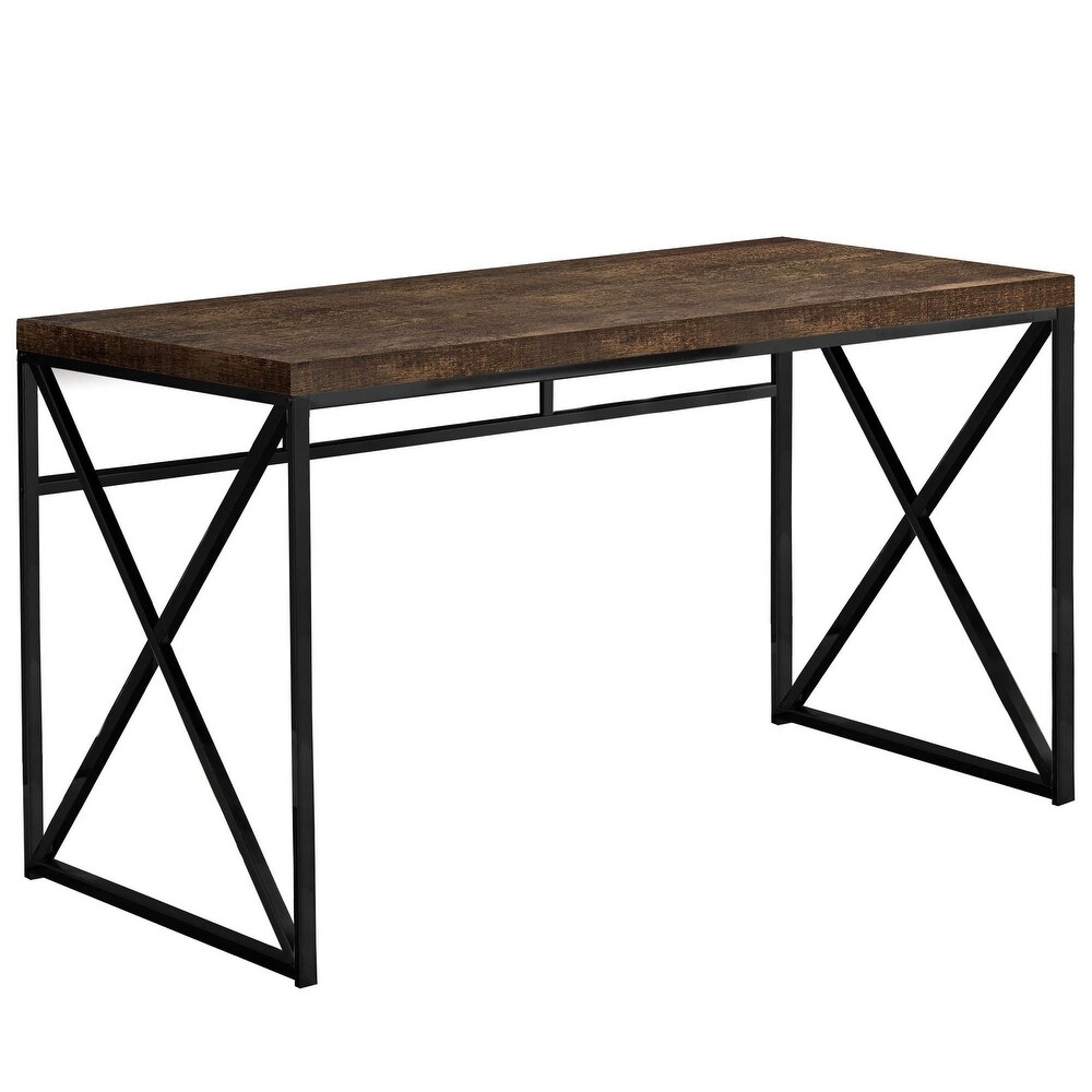 Offex 48"L Brown Reclaimed Computer Desk with Criss-Cross Metal Legs (Reclaimed - Brown, Black)