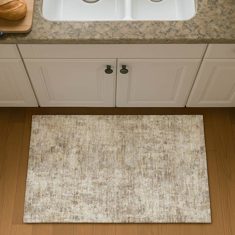 Premium Washable Super Soft Abstract Casual Mayfield Rug - Taupe - 1'8" x 2'6"