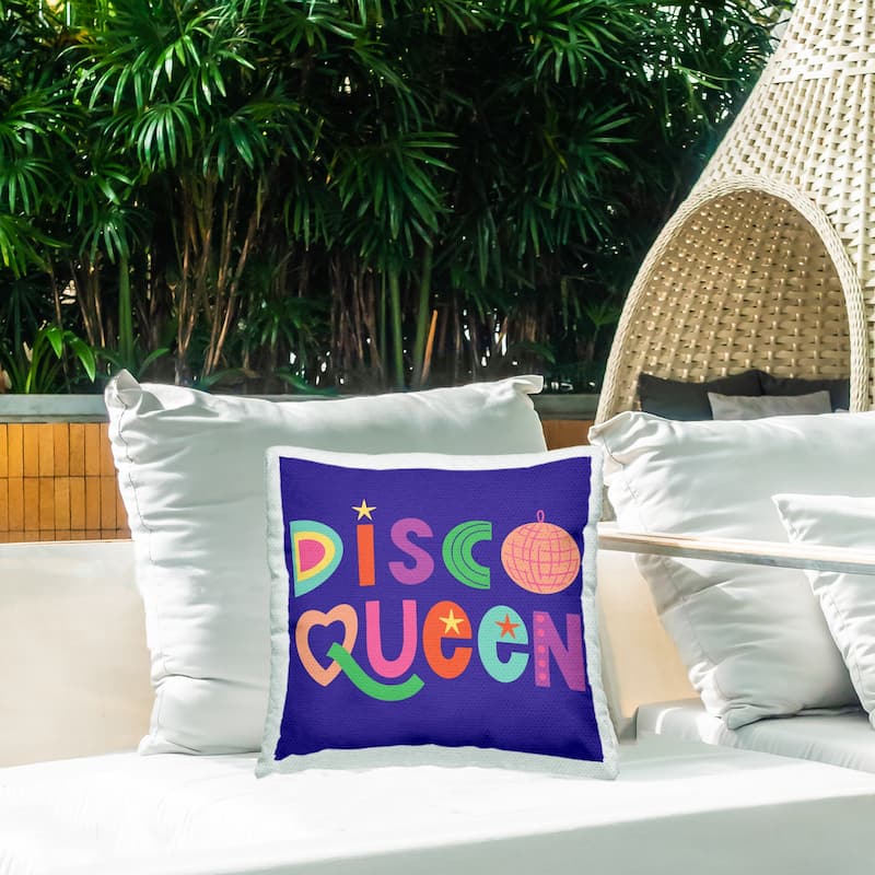 Stupell Disco Queen with Retro Letters Printed Outdoor Throw Pillow Design by Sazerelli Designs