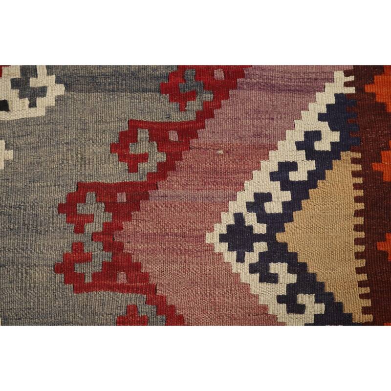 Kilim Qashqai Persian Vintage Hand-Woven Geometric Wool Carpet - 4'9" x 8'0"