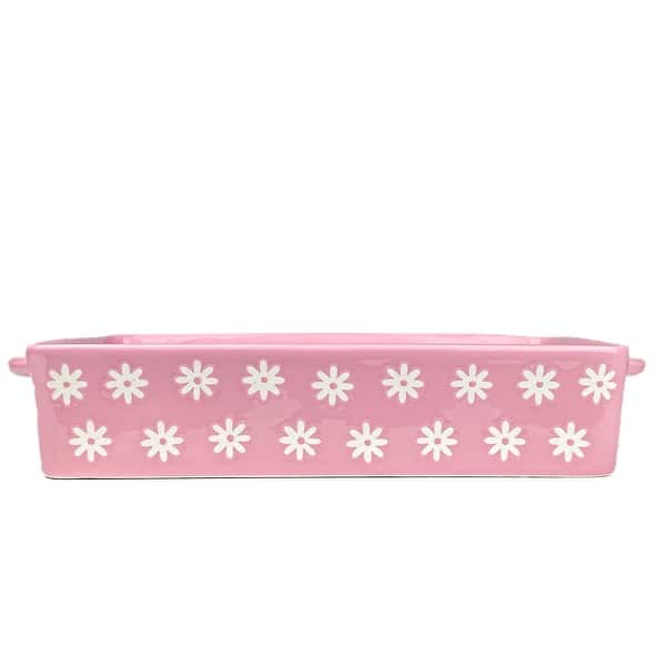 slide 2 of 2, 10 Strawberry Street Daisy Rectangular Baker, Pink