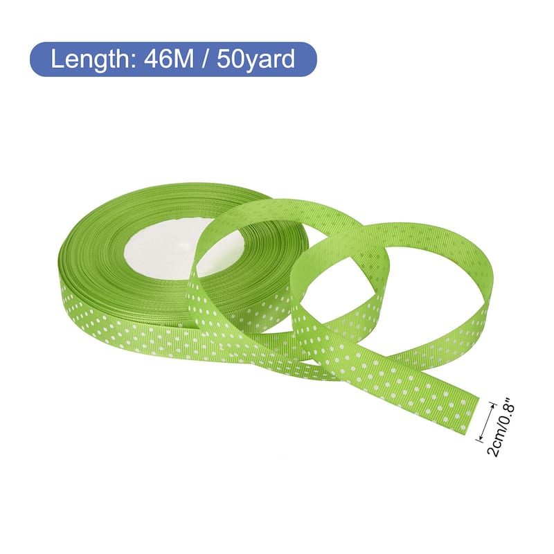 Grosgrain Ribbons with Dots Ribbon Bow Decoration - Light Green - 50 Yards 3/4 Inch