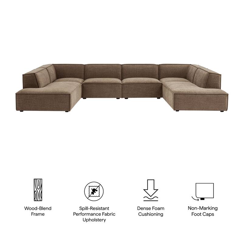 Restore 6-Piece Performance Fabric Upholstered U-Shaped Sectional Sofa