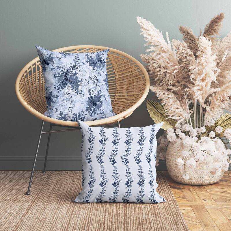 Retro Remix Indoor/Outdoor Reversible Throw Pillow Blue and Grey