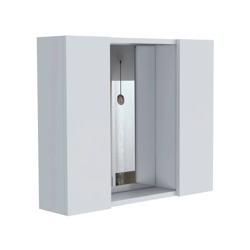 Artemisa Medicine Cabinet with Double Door, Mirror, and External Shelf - N/A - White