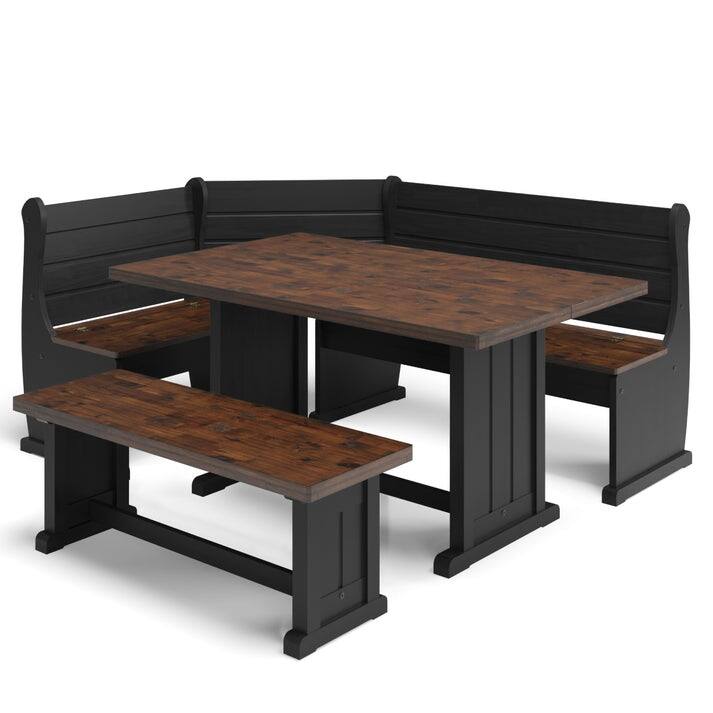 Corner Dining Set Harvest White Distressed | Furniture Dash - Black