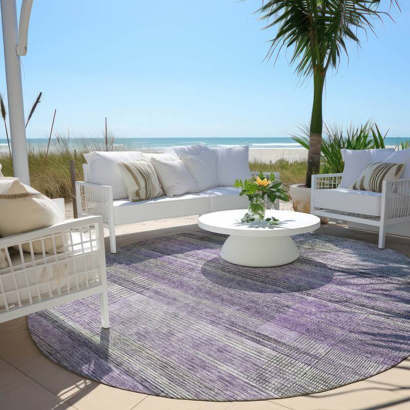 Machine Washable Indoor/ Outdoor Chantille Contemporary Imprints Rug - Purple - 8' x 8'