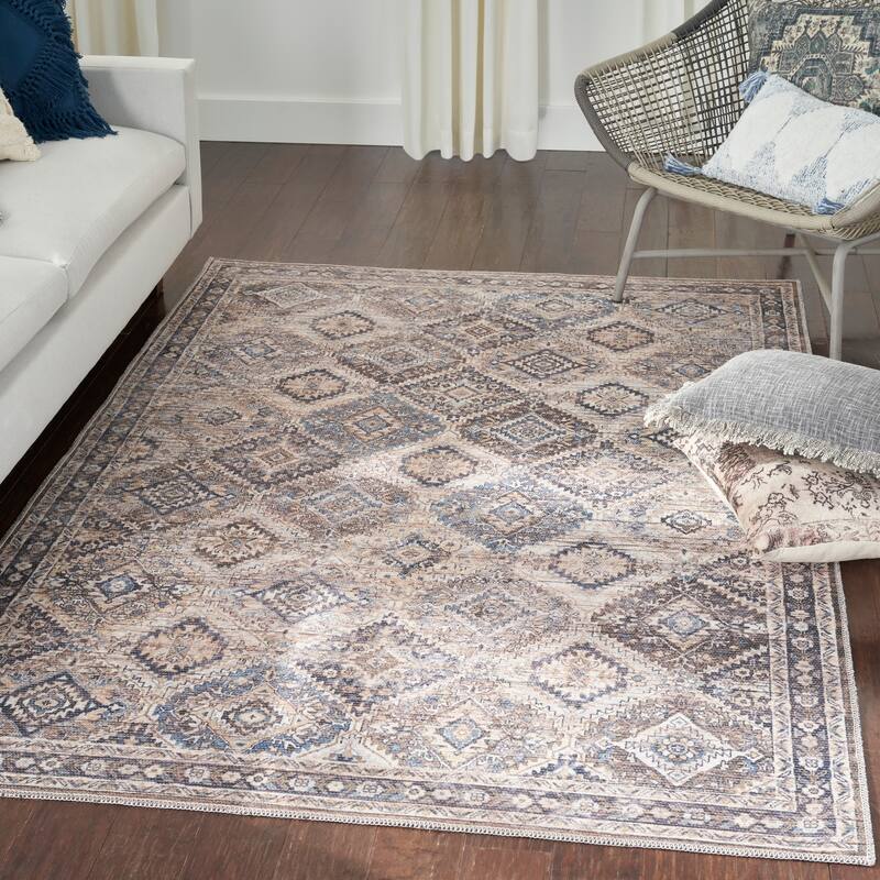New Concept Washables Machine Washable Flatwoven Boho Medallion Area Rug - 5' 3" x 7' 3" - Ivory/Latte - Rectangle