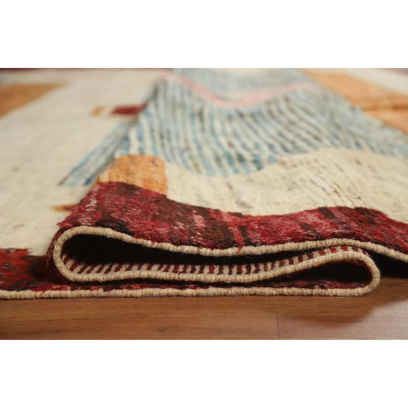 Geometric Moroccan Oriental Rug Hand-Knotted Bedroom Wool Carpet - 8'2" x 9'8"