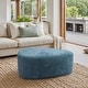 preview thumbnail 38 of 42, 43" Rounded Triangle Upholstered Ottoman, Oversize Fabric Ottoman Footstool Blue