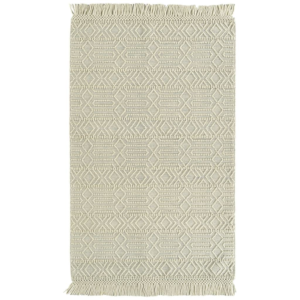 Mara Collection Ivory Square Indoor Throw Rug