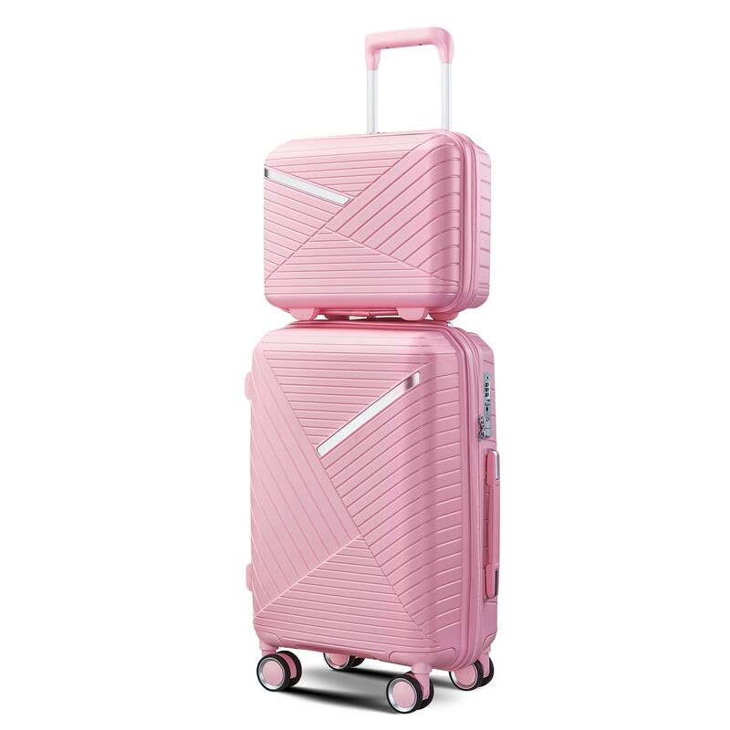 14/20/24/28 4-Piece Modern Luggage Sets, Expandable Luggage with Swivel Wheels and TSA Lock, for Boarding Travel, Pink