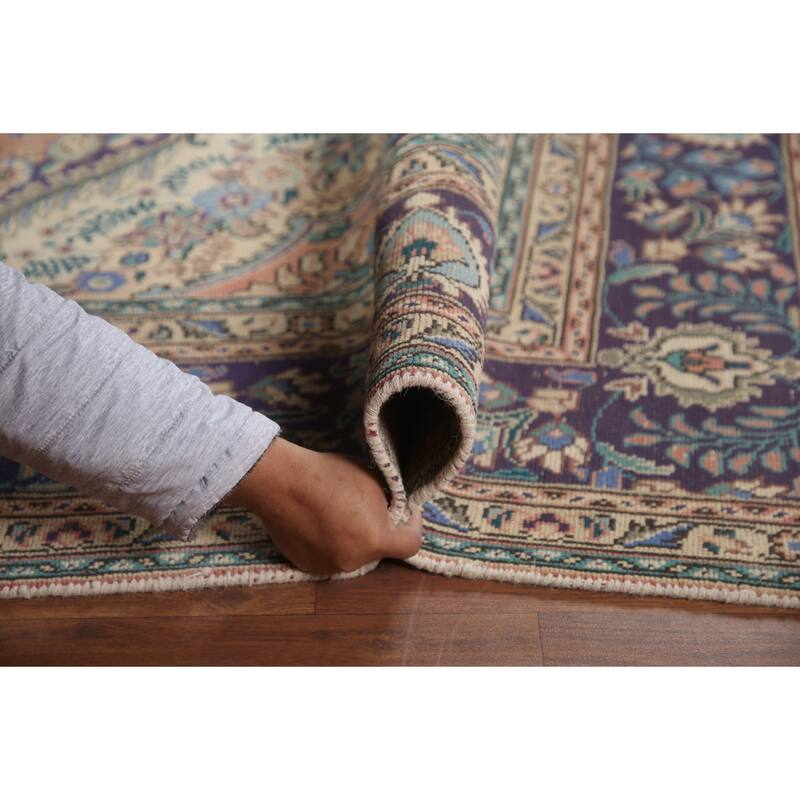 Hand Knotted Oriental 100% Wool Carpet Traditional Floral Pink Tabriz Area Rug - 11' 3'' X 8' 3''