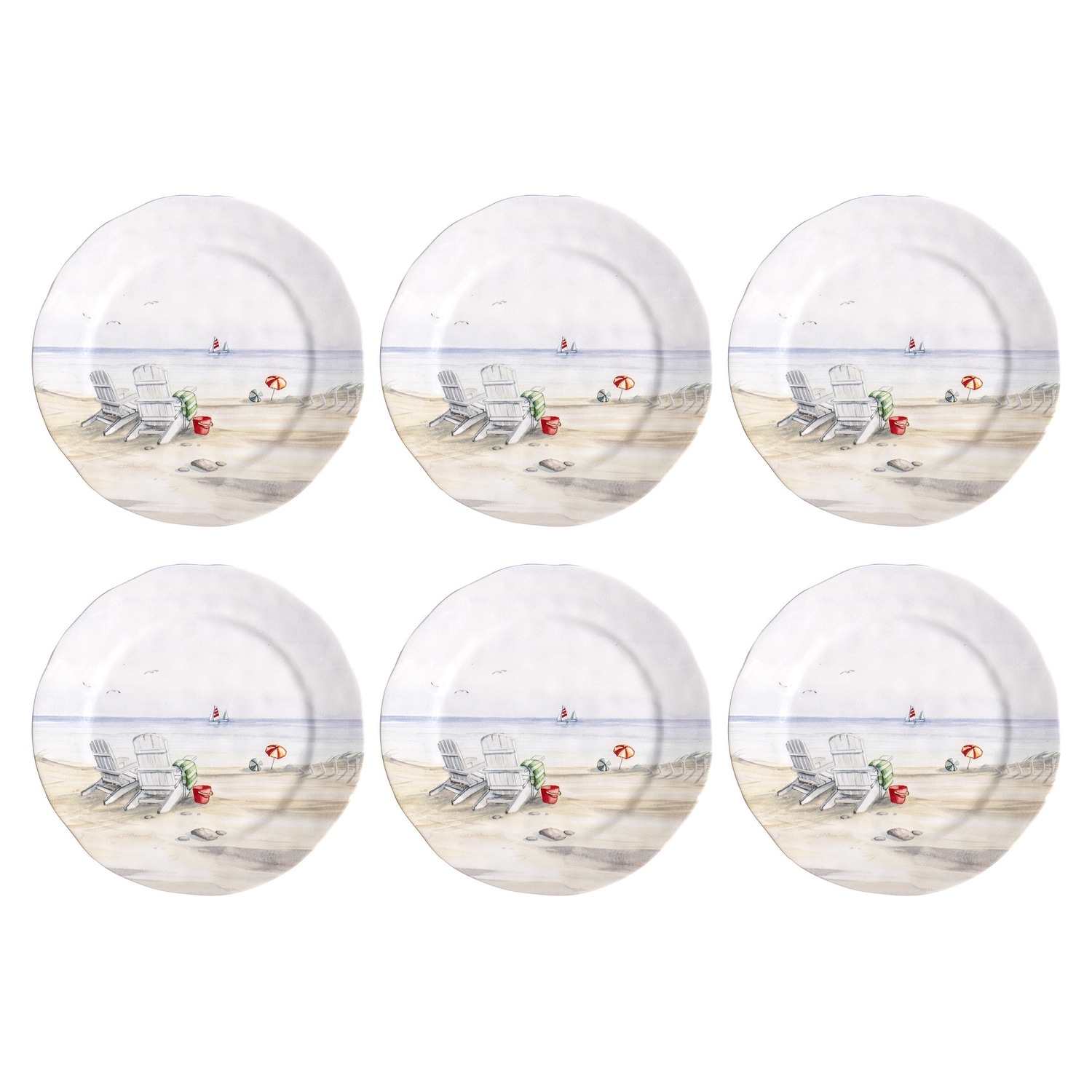 Abode Homewares By the Shore Melamine Dinner Plate - White - 10.5" - Set of 6