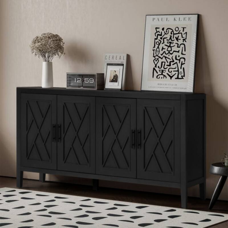  Accent Sideboard Four Doors Storage Cabinet Buffet for Dining Room, Entrance and Hallway