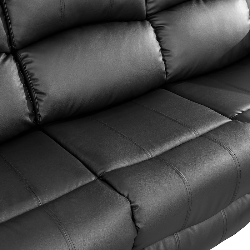 Black Semi PU And PVC 3-Piece Couch Living Room Sofa Set