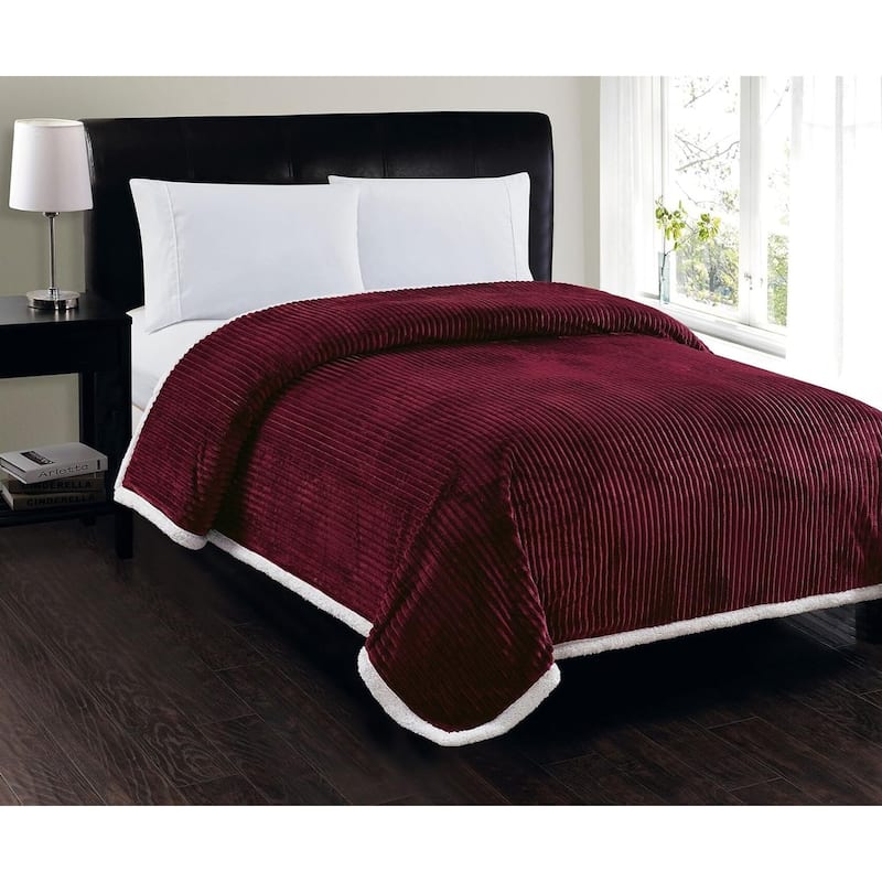 Ultra Lush Reversible Sherpa Corduroy Blanket (King, Teal) - King