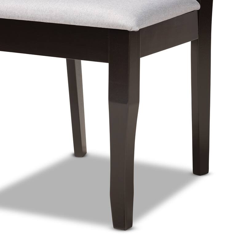 Modern 7-Piece Dining Set - Grey Fabric Chairs & Dark Wood Table