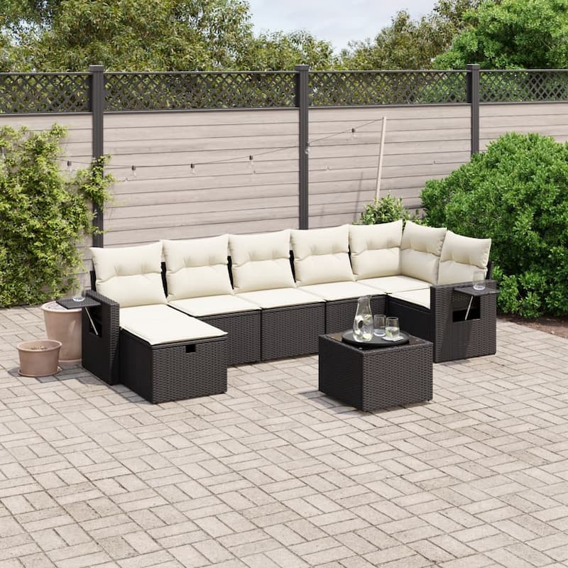 vidaXL Garden Sofa Set Beige/Black/Brown/Grey