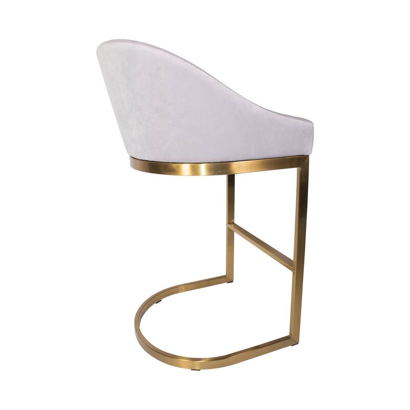 Otus 26" Counter Height Gold Brass Velvet Mid-Century Bar Stool