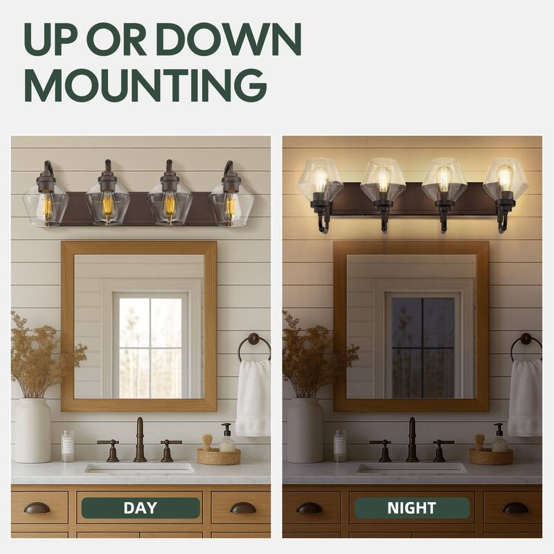 Modern 3/4-Light Bathroom Vanity Light in Oil-Rubbed Bronze/Gold