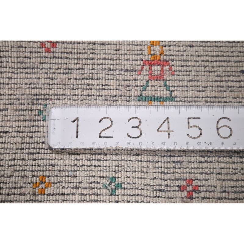 Tribal Ivory Gabbeh Indian Area Rug Handmade Wool Carpet - 8'9"x 11'7"