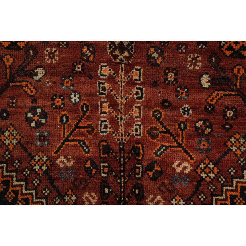 Hand Knotted Oriental 100% Wool Carpet Traditional Tribal Red Qashqai Area Rug - 6' 7'' X 4' 0''