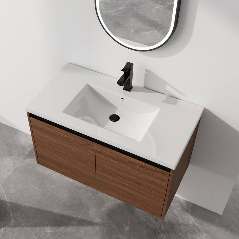ARTCHIRLY 16/20/24/30/36 Inch Bathroom Vanity With Sink, Floating Bathroom Vanity With Soft Close Door