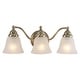 preview thumbnail 1 of 7, Standford 3-Light 19 in. W Antique Brass Gold Bathroom Vanity Lighting Fixture, White Alabaster Glass Shade, Dimmable Wall Mount 19-in W x 7-in H x 7-in D - Antique Brass